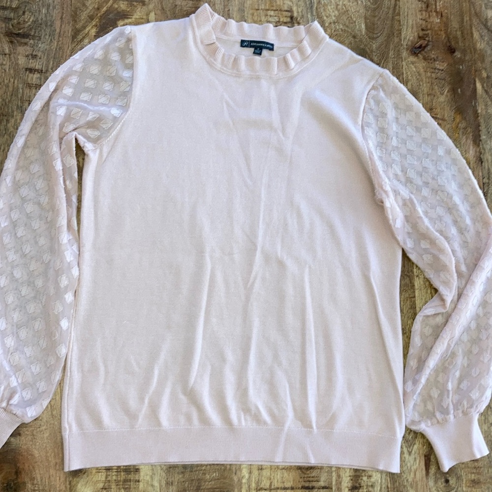 Adrianna Papell Pink Crew Neck Sweater with Textured Knit